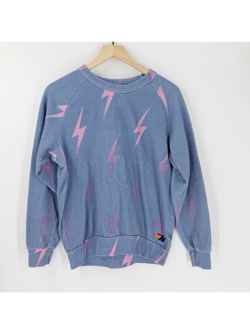 Aviator Nation Blue Pink Lightning Bolt Sweatshirt Size S